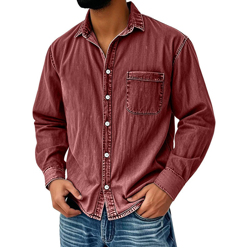 ๐ Men's Retro Washed Denim Shirt-17