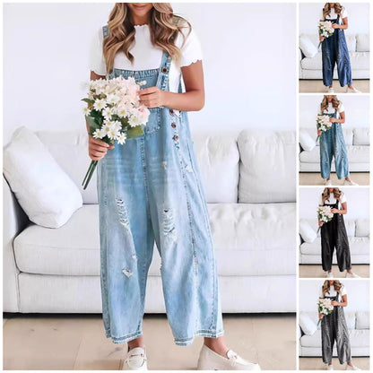 👖✨ Дамски комбинезон от дънки с свободна кройка – 5 цвята | S–2XL | Регулируеми презрамки | Baggy | Casual Chic