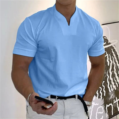 Men Gentlemans Business Short Sleeve Fitness T-shirt-6