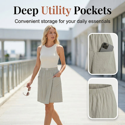 Limited-Time⌛🌿 Flattering Asymmetrical Skort with Essential Pockets – Skirt Elegance Meets Shorts Practicality-3