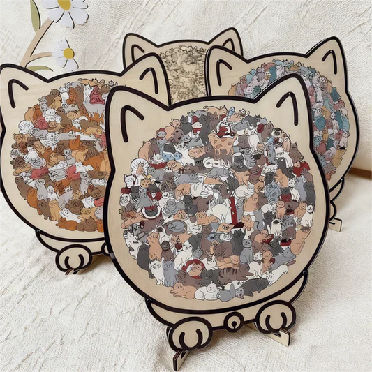 ⌛ 50% ОТСТЪПКА 🌈🐱 Дървен пъзел с котка в стил Моранди, 135 части 🎁