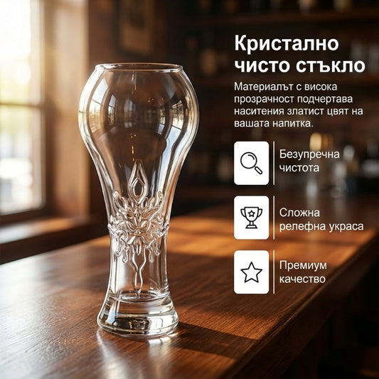 Бирена чаша с голям обем, с богато релефно украшение