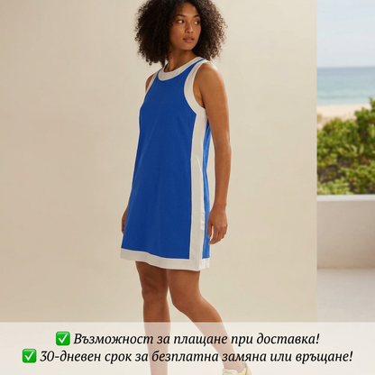🔥💐ПОСЛЕДЕН ДЕН НА РАЗПРОДАЖБАТА – 50% ОТСТЪПКА💕Комплект от дамска блуза без ръкави с цветни блокове и шорти