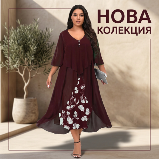 🌸Рокля от шифон с ефект на две части｜Налична в различни цветове💐