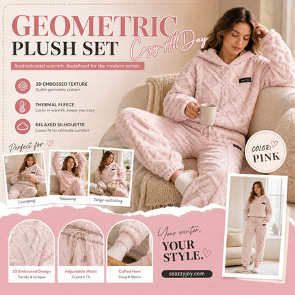 🔥 Embossed Geometric Plush Set – Timeless Comfort & Effortless Style For Every Occasion