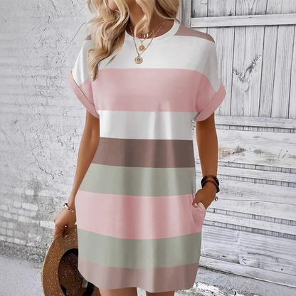⏳Лятна продажба, 50% разстояние🔥Дамска ежедневна рокля с кръгло деколте👗🌈