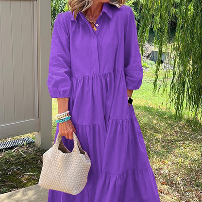 Дамска ежедневна рокля с широка кройка и дължина до глезена