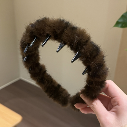 Лента за коса с леопардов принт и зъби