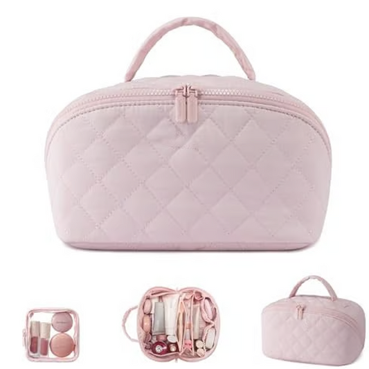 Преносима чанта за грим с голям капацитет и дръжка