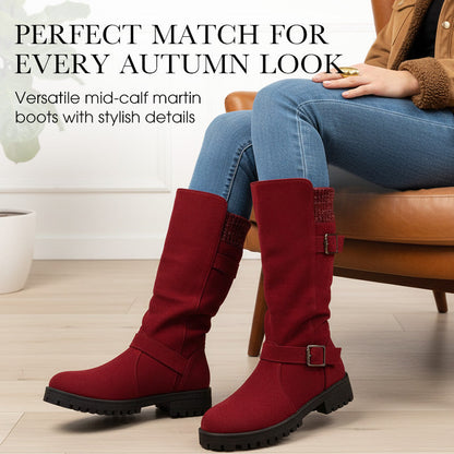👢Pull On & Go | Women's Slouchy Faux Suede Mid-Calf Boots-2