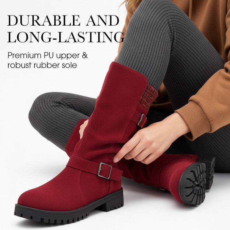 👢Pull On & Go | Women's Slouchy Faux Suede Mid-Calf Boots-5