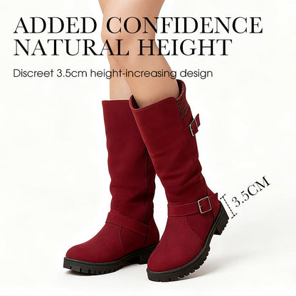 👢Pull On & Go | Women's Slouchy Faux Suede Mid-Calf Boots-6