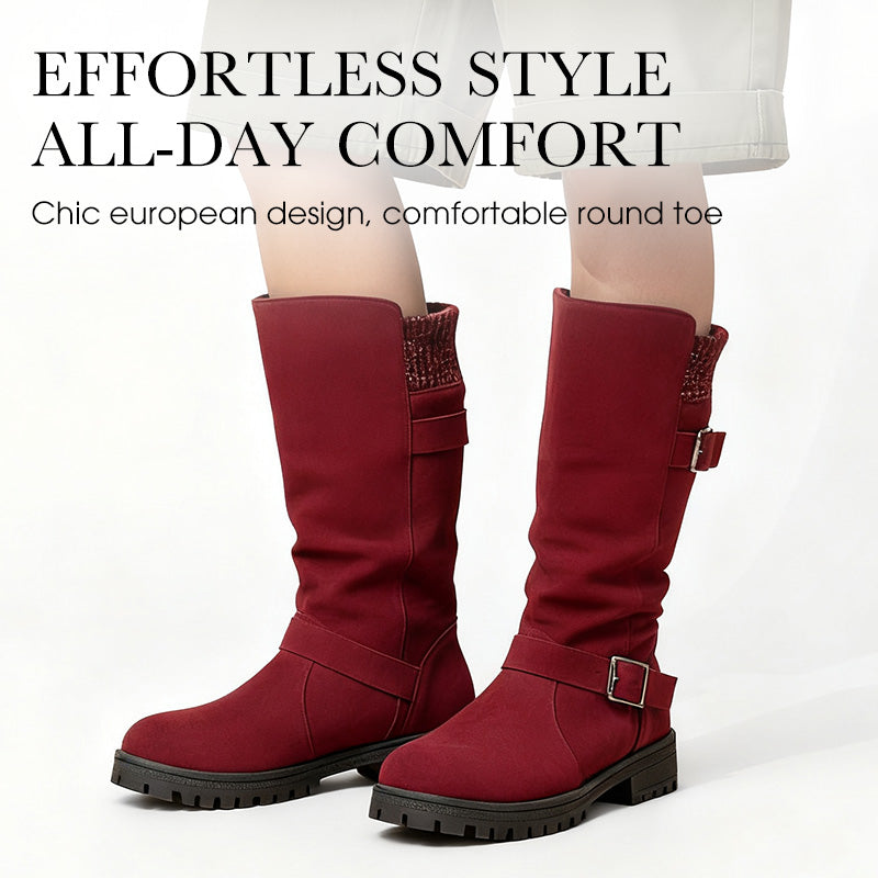 👢Pull On & Go | Women's Slouchy Faux Suede Mid-Calf Boots-7