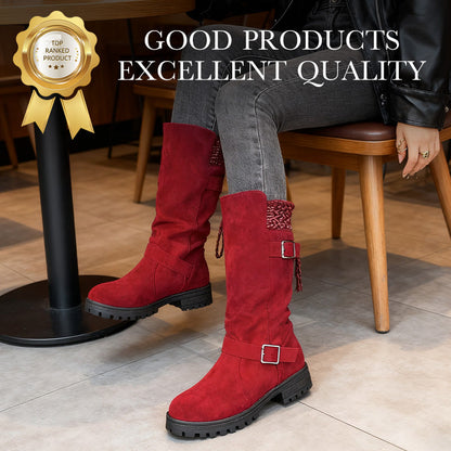 👢Pull On & Go | Women's Slouchy Faux Suede Mid-Calf Boots-1