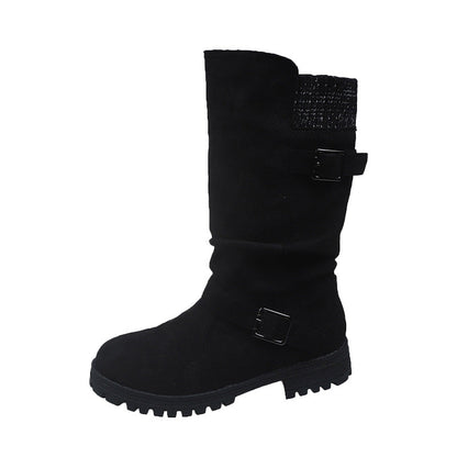👢Pull On & Go | Women's Slouchy Faux Suede Mid-Calf Boots-11