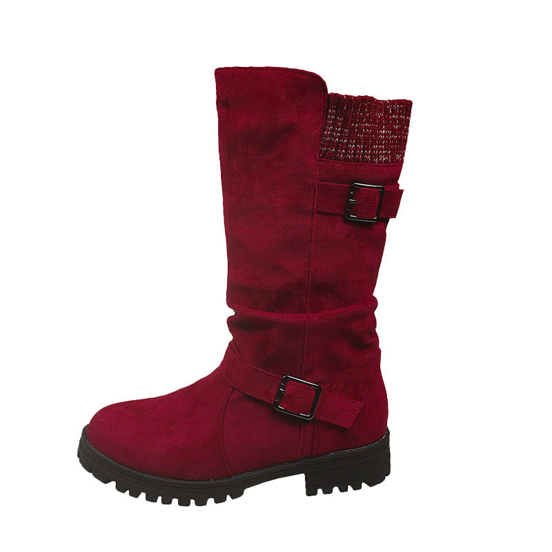 👢Pull On & Go | Women's Slouchy Faux Suede Mid-Calf Boots-13