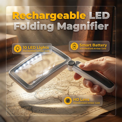 🔍 LED лупа за четене – 10x, сгъваема, за хора с намалено зрение 👵✨