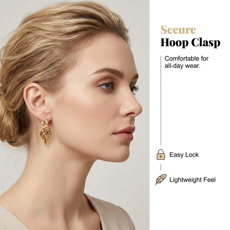 📢📢50% OFF !! ⏰Elegant Sparkling Heart Hoop Earrings-1