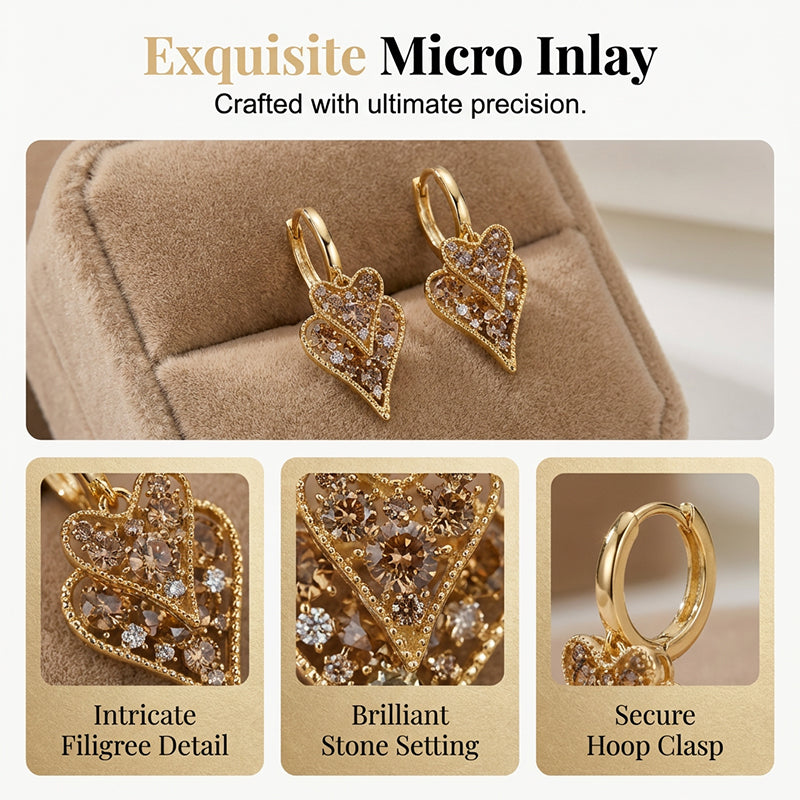 📢📢50% OFF !! ⏰Elegant Sparkling Heart Hoop Earrings-4