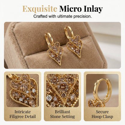 📢📢50% OFF !! ⏰Elegant Sparkling Heart Hoop Earrings-4