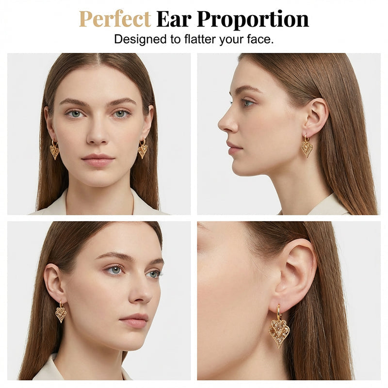 📢📢50% OFF !! ⏰Elegant Sparkling Heart Hoop Earrings-5