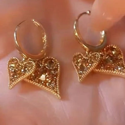 📢📢50% OFF !! ⏰Elegant Sparkling Heart Hoop Earrings-9