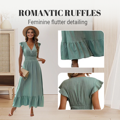 👗Романтична дълга рокля с волани | Налична в различни цветове😍