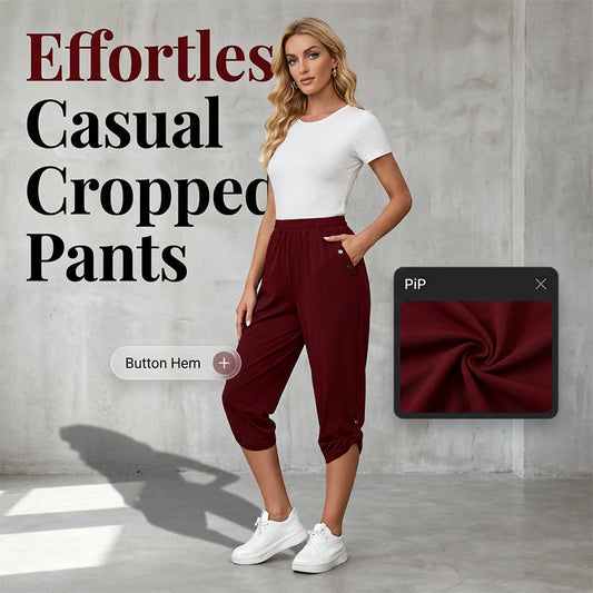 Damskie spodnie capri z elastyczną talią