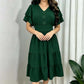 Women's V-Neck Flutter Sleeve Tiered Midi Dress