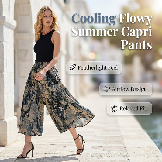 Damskie letnie spodnie capri o szerokich nogawkach