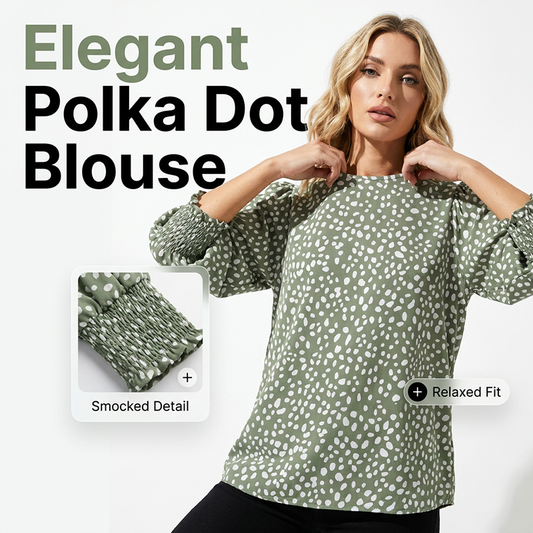 Damski swobodny top w kropki z rękawem 3/4
