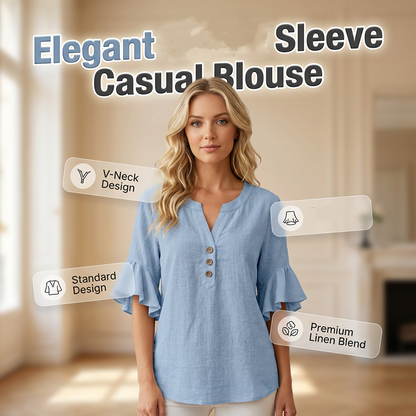 Damski Casual Top w Jednolitym Kolorze z Dekoltem w Kształcie Litery V