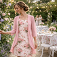 🔥Дамски елегантен комплект от шифонена рокля и кардиган – 2 части🌺👗