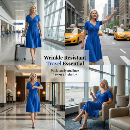 ✨ Women’s V-Neck Short Sleeve Long Dress 🌸 Elegant Flowing Fit, Comfortable Fabric & Effortless Everyday Style-7