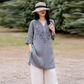 Damski top w stylu casual, luźny krój, dekolt w serek