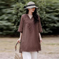 Damski top w stylu casual, luźny krój, dekolt w serek