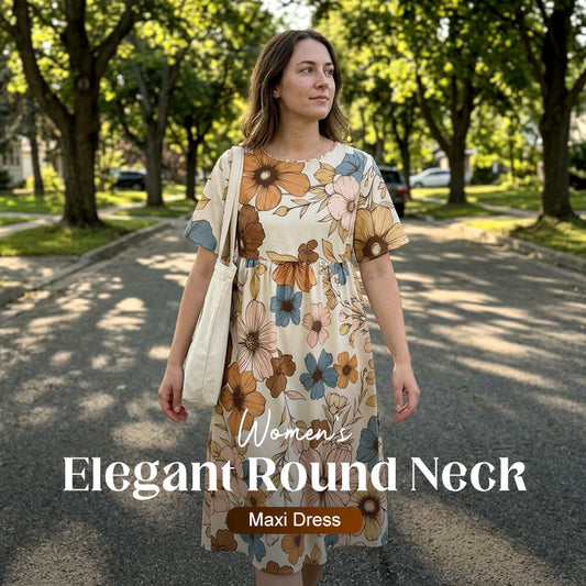 Elegancka sukienka maxi z okrągłym dekoltem dla kobiet