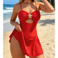 🏖️Дамска бански рокля с изрязани детайли и морска звезда☀️