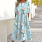 👗🌸Елегантна дамска рокля с флорални мотиви, с кръгла деколте и дълги ръкави