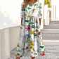👗🌸Елегантна дамска рокля с флорални мотиви, с кръгла деколте и дълги ръкави