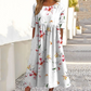 👗🌸Елегантна дамска рокля с флорални мотиви, с кръгла деколте и дълги ръкави