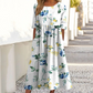 👗🌸Елегантна дамска рокля с флорални мотиви, с кръгла деколте и дълги ръкави