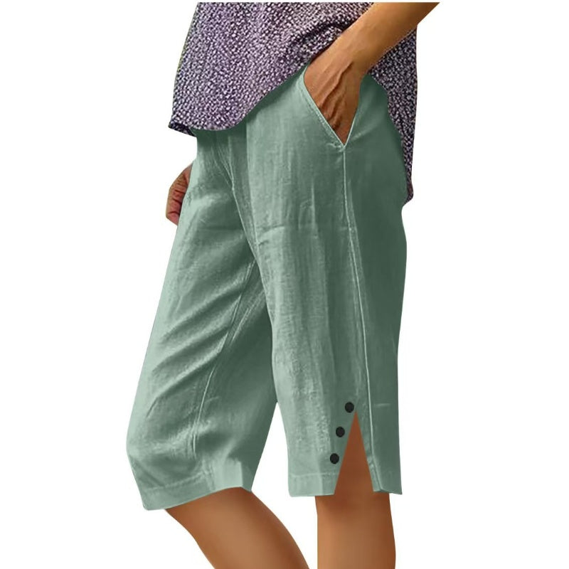 ⌛Limited Time Sale🔥Women's Casual Solid Color Pocket Capri Pants-8