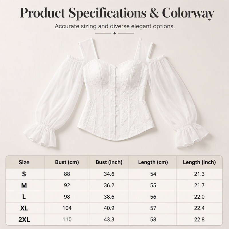✨ Women's Cold Shoulder Floral Jacquard Top – Elegant Corset Fit With Romantic Lantern Sleeves 🌸-10