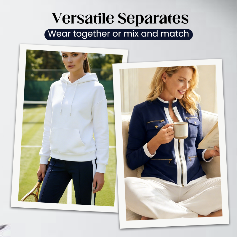 🧥Seasonal Style - Two-Piece Leisure Set with Bold Stripes – Slimming Silhouette & Practical Details for Any Casual Day-4