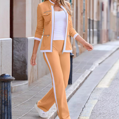 🧥Seasonal Style - Two-Piece Leisure Set with Bold Stripes – Slimming Silhouette & Practical Details for Any Casual Day-12
