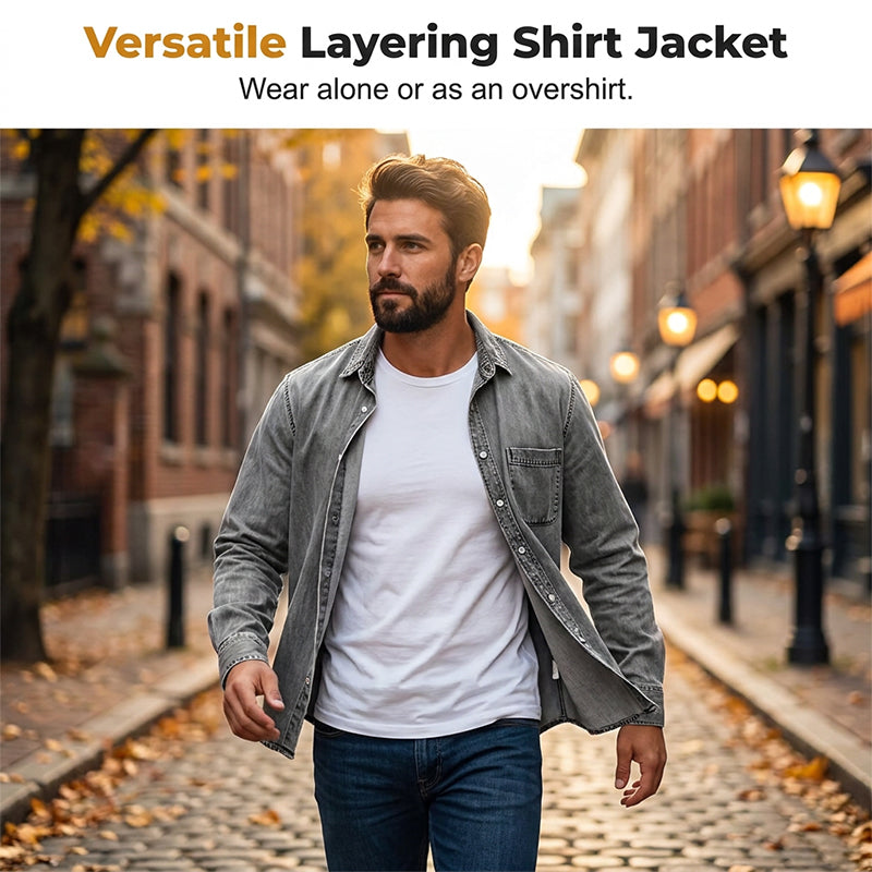 💃 Men's Retro Washed Denim Shirt