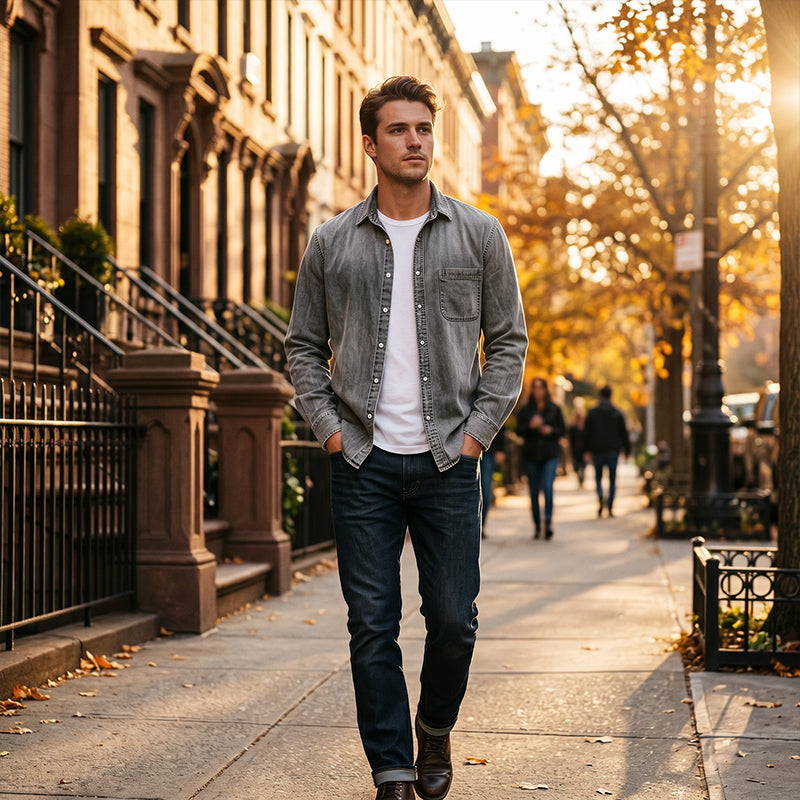 💃 Men's Retro Washed Denim Shirt-2