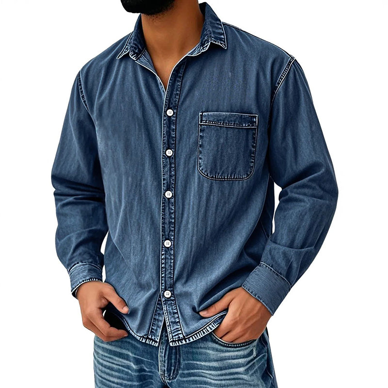 💃 Men's Retro Washed Denim Shirt-11