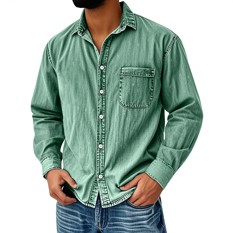 💃 Men's Retro Washed Denim Shirt-14